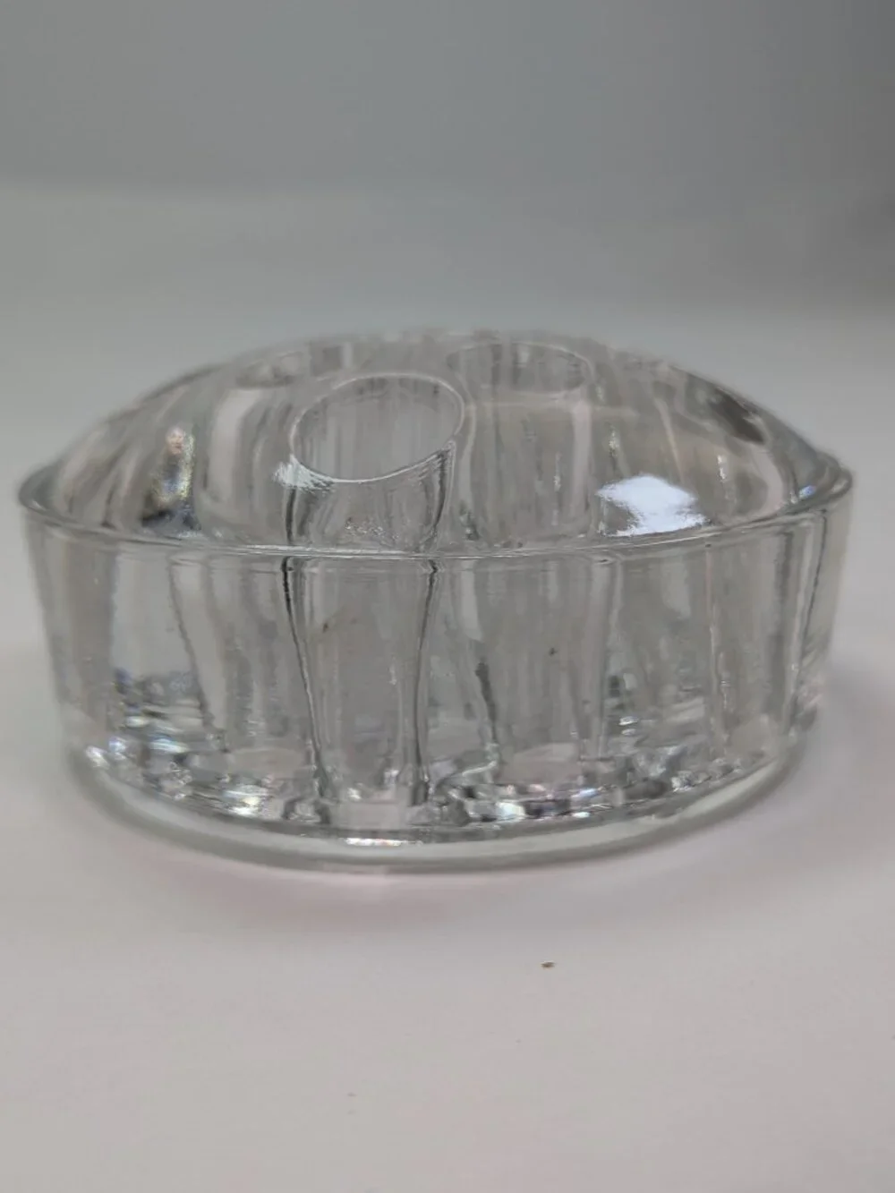Vintage Clear Glass Flower Frog Sampler Lot of 4